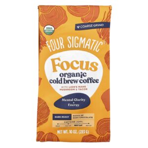 Four Sigmatic Focus Café Orgânico Frio com Juba-de-Leão Cogumelo e Yacon Moagem Grossa Torra Escura 283 g (10 oz)