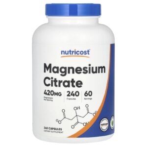 Nutricost Citrato de Magnésio 240 Cápsulas (105 mg por Cápsula)
