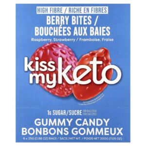 Kiss My Keto Gominha Frutos Silvestres Framboesa Morango 8 Sacos 25 g (088 oz) Cada