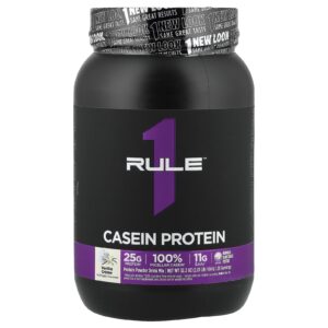 Rule One Proteins Mistura em Pó para Bebida de Proteína de Caseína Creme de Baunilha 914 g (201 lb)