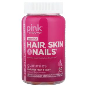 Pink Beautiful Gomas para Cabelos Pele e Unhas Frutas Deliciosas 60 Gomas