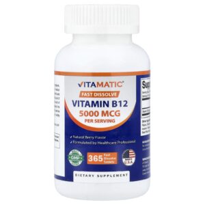 Vitamatic Vitamina B12 Fruto Silvestre Natural 365 Comprimidos de Dissolução Rápida (2.500 mcg por Comprimido)