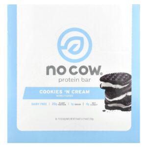 No Cow Barra de Proteína Cookies e Creme 12 Barras 60 g (212 oz)