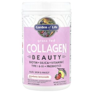 Garden of Life Colágeno de Gado Alimentado com Pasto Beauty Limonada de Morango 270 g (952 oz)