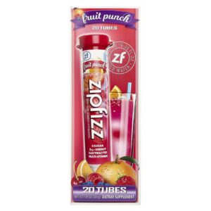 Zipfizz Mistura para Bebida Energética Ponche de Frutas 20 Tubos 11 g (039 oz) Cada