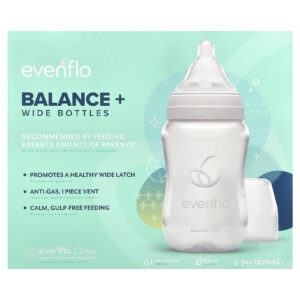 Evenflo Feeding Balance+ Frascos Largo Acima de 0 Meses Fluxo Lento 3 Frascos 270 ml (9 oz) Cada
