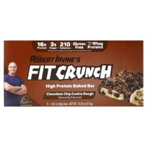 FITCRUNCH Barra Assada com Alta Proteína Massa de Biscoito de Chocolate 9 Barras 46 g (162 oz) Cada