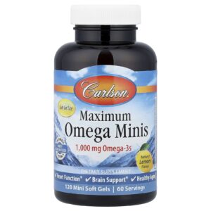 Carlson Maximum Omega Minis Limão Natural 120 Minicápsulas Softgel (500 mg por Cápsula Softgel)