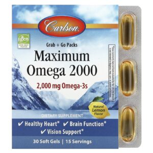 Carlson Maximum Ômega 2000 Limão Natural 30 Cápsulas Softgel (1.000 mg por Cápsula Softgel)