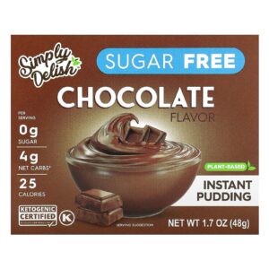Natural Simply Delish Pudim Instantâneo à Base de Plantas Chocolate Sem Açúcar 48 g (17 oz)