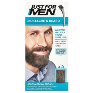 Just for Men Bigode e Barba Gel de Coloração com Pincel M-30 Castanho Claro-Médio 1 Kit de Aplicação Múltipla