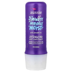 Aussie 3 Minute Miracle Moist Condicionador Desembaraçante e de Hidratação Profunda Para Cabelos Lisos Ondulados e Cacheados 236 ml (8 fl oz)