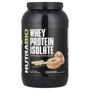 NutraBio Isolado de Proteína Whey Rosquinha de Açúcar e Canela 907 g (2 lb)