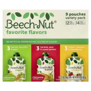 Beech-Nut Pacote de Sabores Favoritos 6+ Meses e 12+ Meses 9 Sacos 99 g (35 oz) Cada