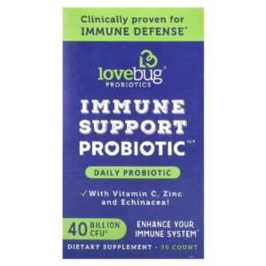LoveBug Probiotics Immune Support Probiotic™ Probiótico Diário 40 Bilhões de UFCs 30 Cápsulas