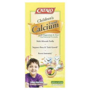 CATALO Cálcio Líquido para Crianças com Magnésio e Zinco Pêssego e Manga 474 ml (16 fl oz)