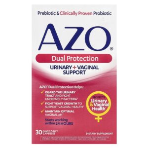 AZO Proteção Dupla Suporte Urinário + Vaginal 30 Cápsulas Uma Vez ao Dia