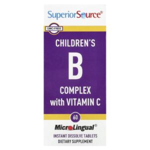 Superior Source Complexo B para Crianças com Vitamina C 60 Comprimidos MicroLingual de Dissolução Instantânea