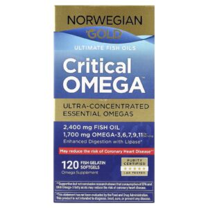 Renew Life Norwegian Gold® Óleos de Peixe Critical Omega™ Ultimate 120 Cápsulas Softgel de Gelatina de Peixe