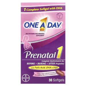 One-A-Day Pré-natal 1 com Ácido Fólico DHA e Ferro Suplemento Multivitamínico / Multimineral 30 Cápsulas Softgel