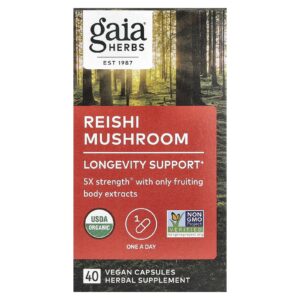 Gaia Herbs Cogumelo Reishi 40 Cápsulas Veganas