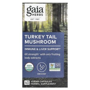 Gaia Herbs Cogumelo Cauda de Peru 40 Cápsulas Veganas