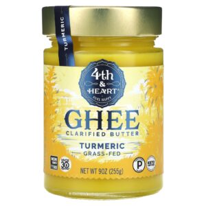 4th & Heart Manteiga Clarificada Ghee Alimentado na Grama Cúrcuma 255 g (9 oz)