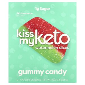 Kiss My Keto Doce de Goma Fatias de Melancia 6 Sacos 50 g (176 oz) Cada