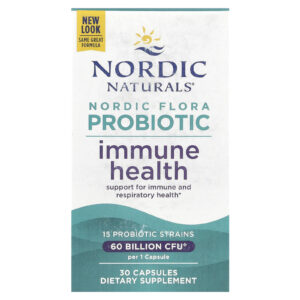Nordic Naturals Probiótico da Flora Nórdica Saúde Imunológica 60 Bilhões de UFCs 30 Cápsulas