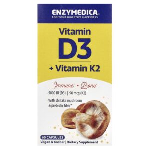 Enzymedica Vitamina D3 + Vitamina K2 60 Cápsulas
