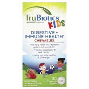 TruBiotics Crianças Saúde Digestiva e Imunológica Morango 30 Comprimidos Mastigáveis