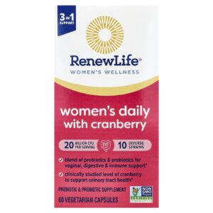 Renew Life Suplemento Diário com Cranberry para Mulheres 60 Cápsulas Vegetarianas