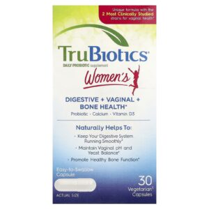 TruBiotics Saúde Digestiva + Vaginal + Óssea para Mulheres 30 Cápsulas Vegetarianas