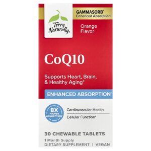Terry Naturally CoQ10 Laranja 30 Comprimidos Mastigáveis (100 mg por Comprimido)