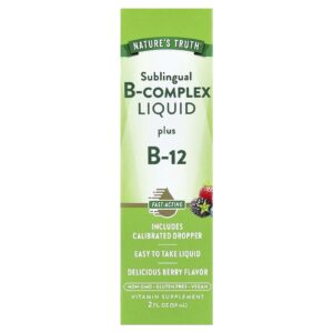 Natures Truth Complexo B Sublingual Líquido + B-12 Fruto Silvestre 59 ml (2 fl oz)