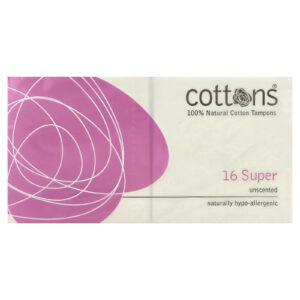 Cottons Tampões de Algodão 100% Natural Super Sem Perfume 16 Absorventes Orgânicos