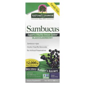Natures Answer Sambucus Sabugueiro Preto Sem Álcool 2.500 mg 480 ml (16 fl oz)