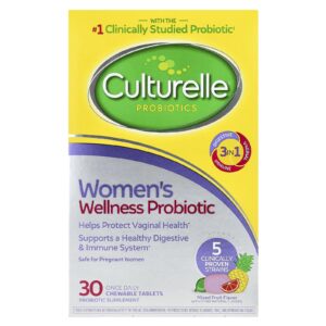 Culturelle Probióticos Probióticos de Bem-Estar Feminino Mistura de Frutas 30 Comprimidos Mastigáveis