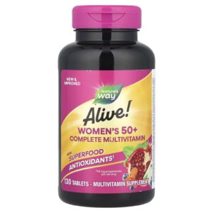 Natures Way Alive! Multivitamínico Completo para Mulheres Mais de 50 130 Comprimidos