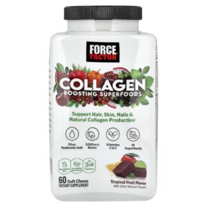 Force Factor Superalimentos para Reforço do Colágeno Frutas Tropicais 60 Cápsulas Mastigáveis