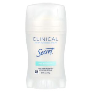 Secret Desodorante Sólido Invisível Duração de 72 Horas Livre e Sensível 45 g (16 oz)
