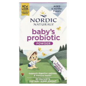Nordic Naturals Probiótico em Pó para Bebês Idades entre 6 Meses e 3 Anos 30 Embalagens 145 g (005 oz) Cada