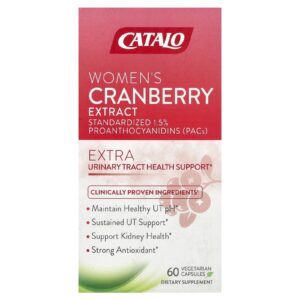 CATALO Extrato de Cranberry para Mulheres 60 Cápsulas Vegetarianas (300 mg por Cápsula)