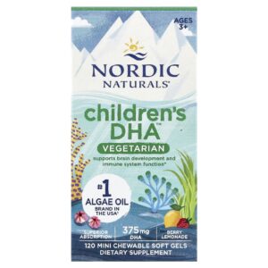 Nordic Naturals Childrens DHA™ Vegetariano Acima de 3 Anos Limonada de Frutos Silvestres 120 Minicápsulas Softgel Mastigáveis
