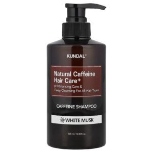 Kundal Shampoo com Cafeína Natural para Cuidados com os Cabelos+ Para Todos os Tipos de Cabelo Almíscar Branco 500 ml (169 fl oz)