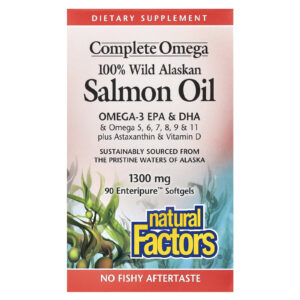 Natural Factors Ômega Completa 100% Óleo de Salmão Selvagem do Alasca 1.300 mg 90 Cápsulas Softgel Enteripure™