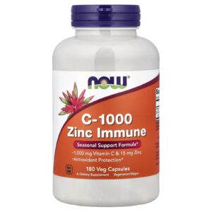 NOW Foods C-1000 Zinc Immune 180 Cápsulas Vegetais