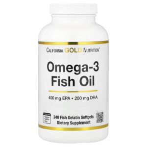 California Gold Nutrition Ômega-3 de Óleo de Peixe Triglicerídeos Vivomega 1.000 mg 240 Cápsulas Softgel de Peixe