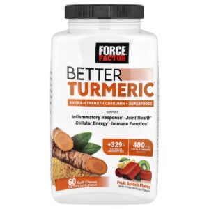 Force Factor Better Turmeric® Curcumina + Superalimentos Splash de Frutas 60 Cápsulas Mastigáveis