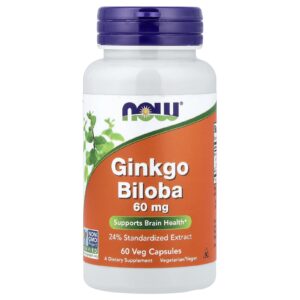 NOW Foods Ginkgo Biloba 60 mg 60 Cápsulas Vegetais